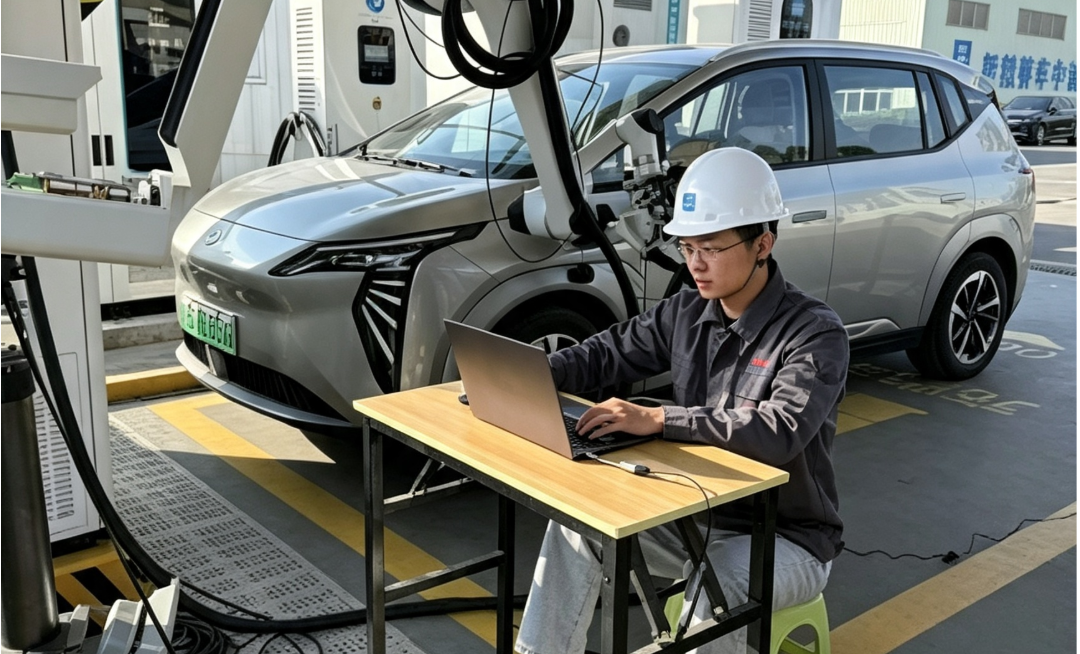 中国建筑推出移动充电机器人，建成无人充电示范站（2）.png